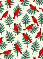Red Birds On Evergreen Branches Rug