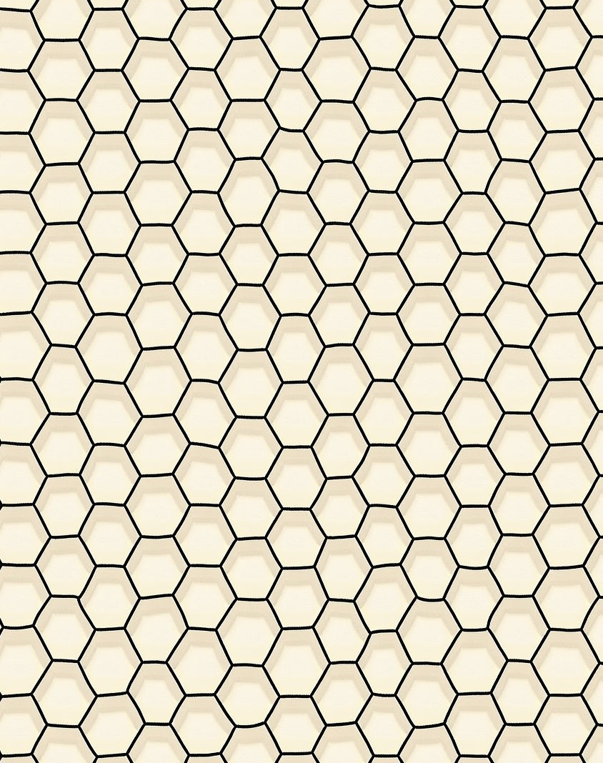 Black Hexagonal Grid Pattern Rug