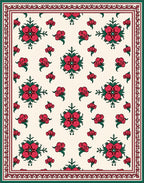 Red Floral Decorative Pattern Design Rug