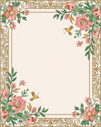 Floral Birds Border Design Rug