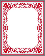 Red Flourish Patterned Frame Design Rug