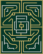 Geometric Maze And Lines Pattern Rug