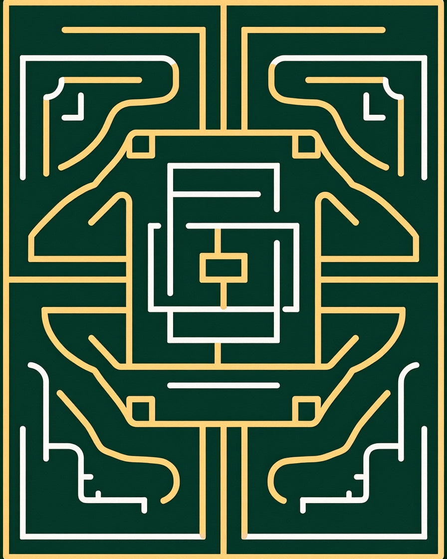 Geometric Maze And Lines Pattern Rug
