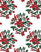Red Green Floral Berry Pattern Rug