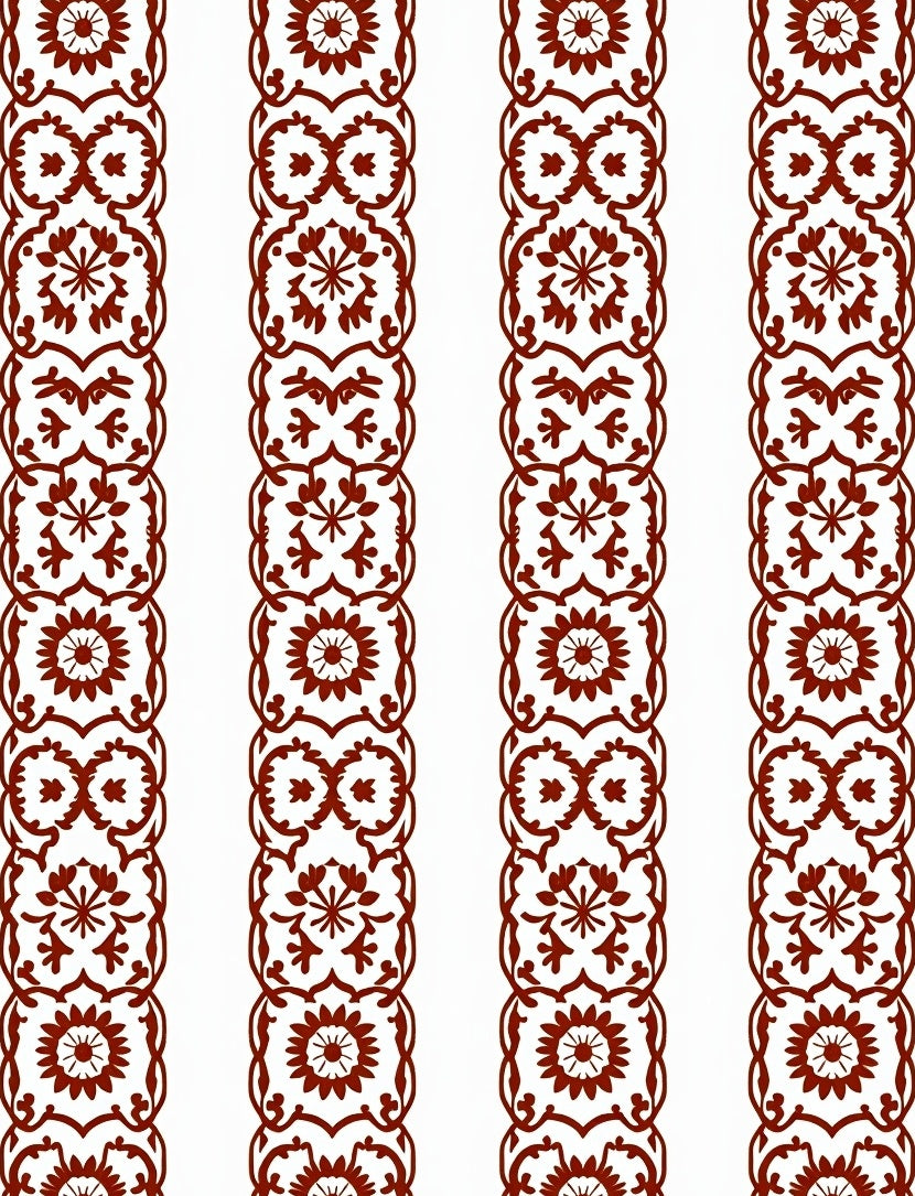 Rustic Floral Stripe Damask Design Rug
