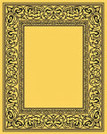 Elegant Black Floral Motif Frame Rug