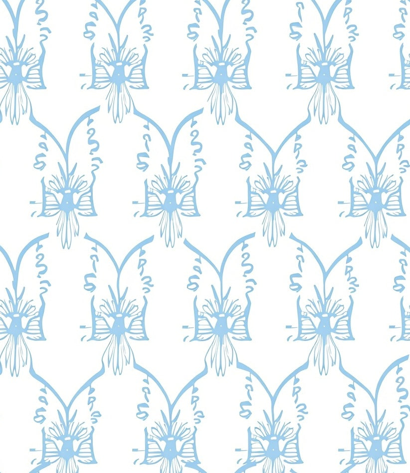 Light Blue Floral Damask Pattern Rug