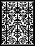 Black and White Floral Art Deco Rug