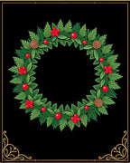 Festive Greenery Red Berry Pinecone Design Rug