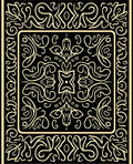 Ornate Gold Line Art Scrollwork Rug