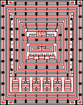 Bold Red Black Geometric Maze Rug