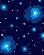 Celestial Blue Floral Stars Rug
