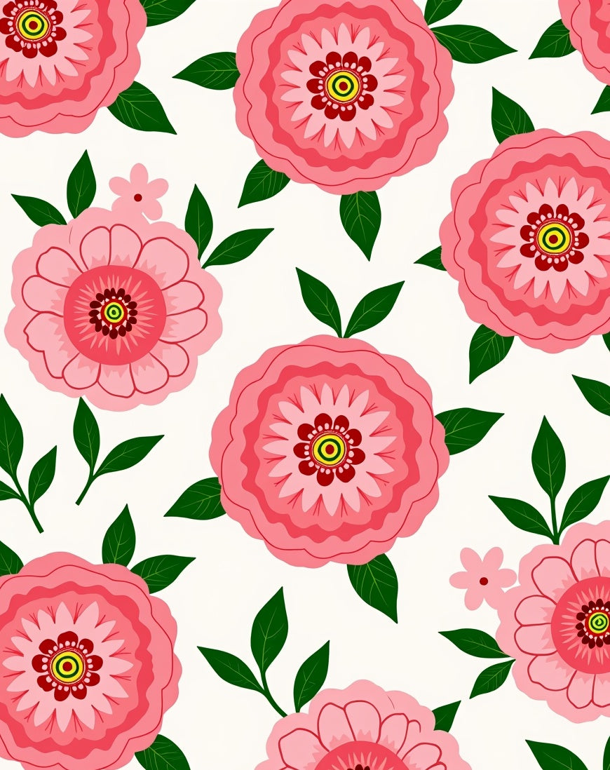 Pink Floral Pattern Illustration Rug