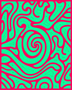 Vibrant Maze Swirl Abstract Pattern Rug
