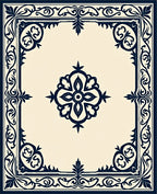 Ornate Floral Center Medieval Border Rug