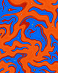Orange Blue Swirl Star Pattern Rug
