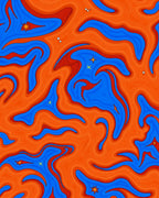 Orange Blue Swirl Star Pattern Rug