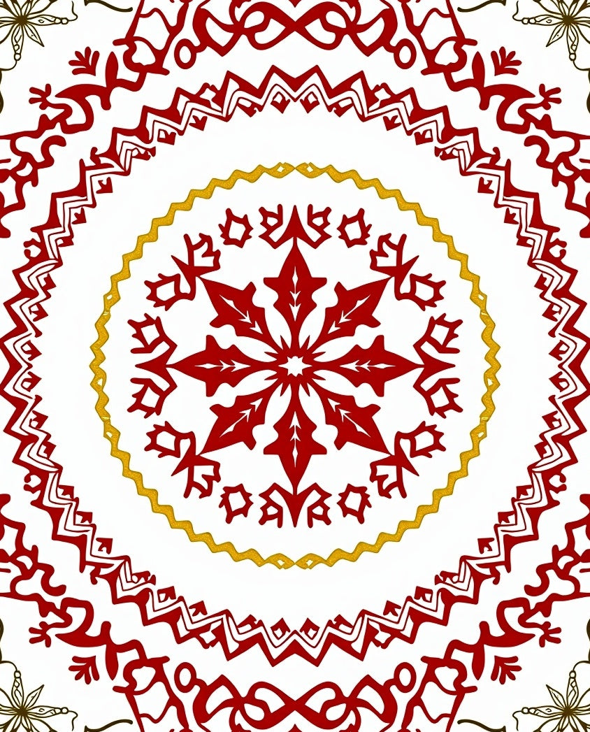 Red Gold Mandala Intricate Design Rug