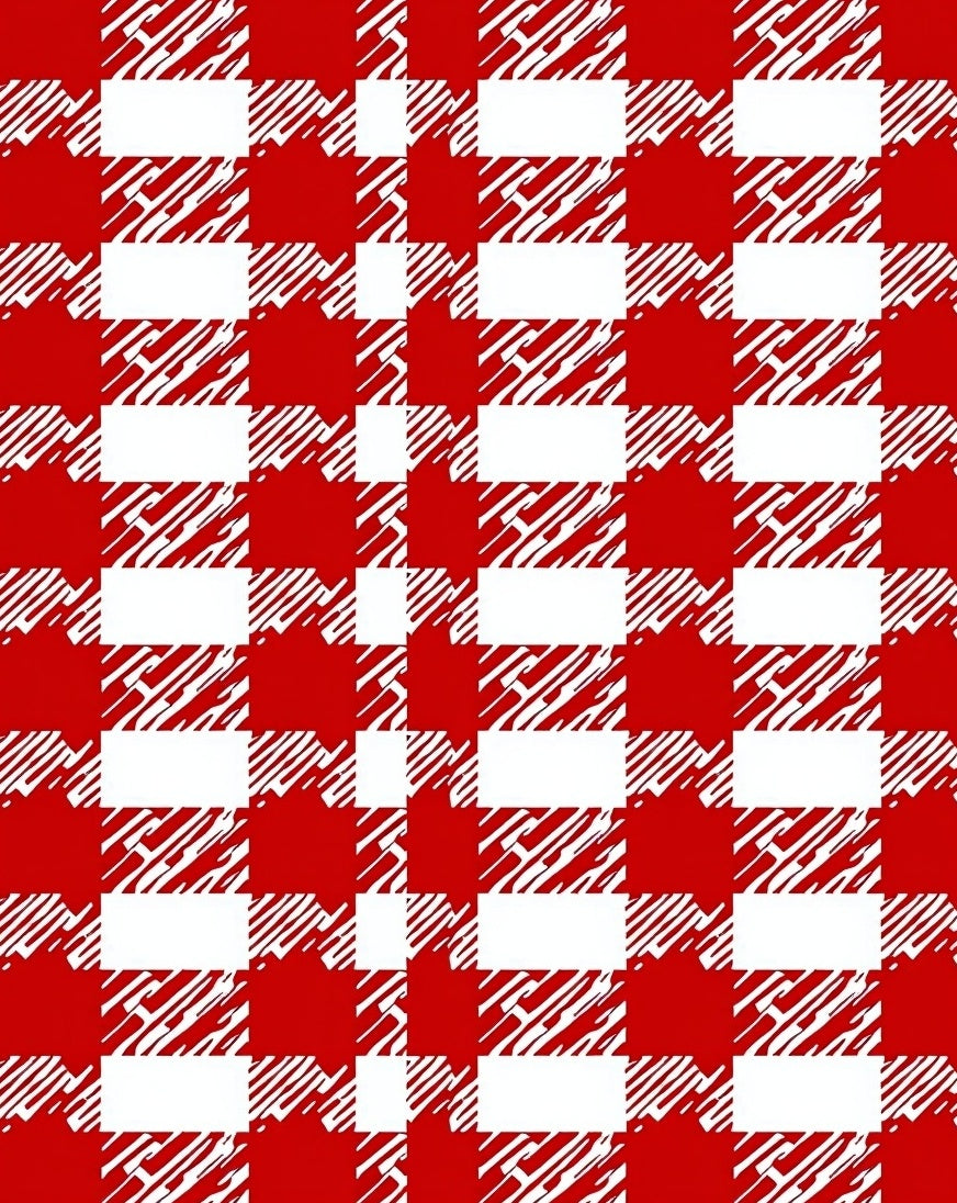 Red White Distressed Plaid Pattern Rug