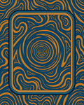 Abstract Swirls Blue Gold Pattern Rug