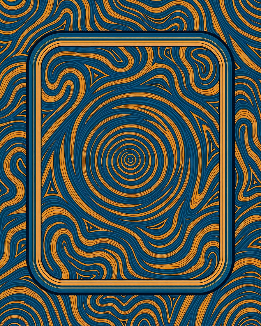 Abstract Swirls Blue Gold Pattern Rug