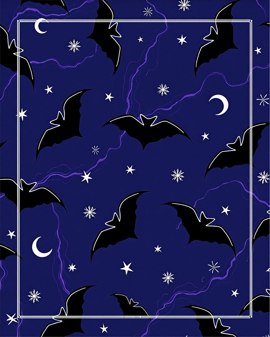 Navy Bat Celestial Pattern Rug