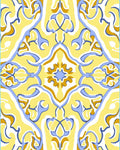Sunny Yellow Blue Swirl Pattern Rug
