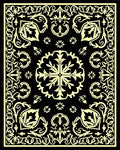 Ornate Black Yellow Floral Design Rug