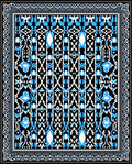 Blue White Black Abstract Geometric Design Rug