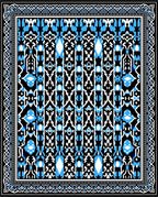 Blue White Black Abstract Geometric Design Rug