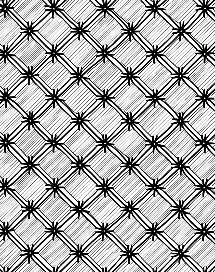 Monochrome Starburst Diamond Pattern Rug