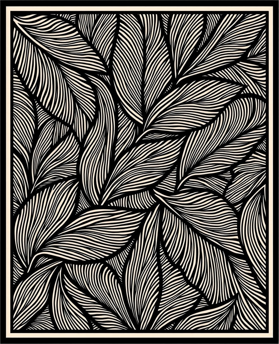 Abstract Wavy Leaf Pattern Design Rug