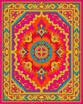 Vibrant Mandala Floral Border Design Rug