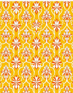 Bold Floral Motif Yellow Orange Rug