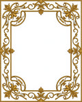 Ornate Gold Leaf Scroll Pattern Rug