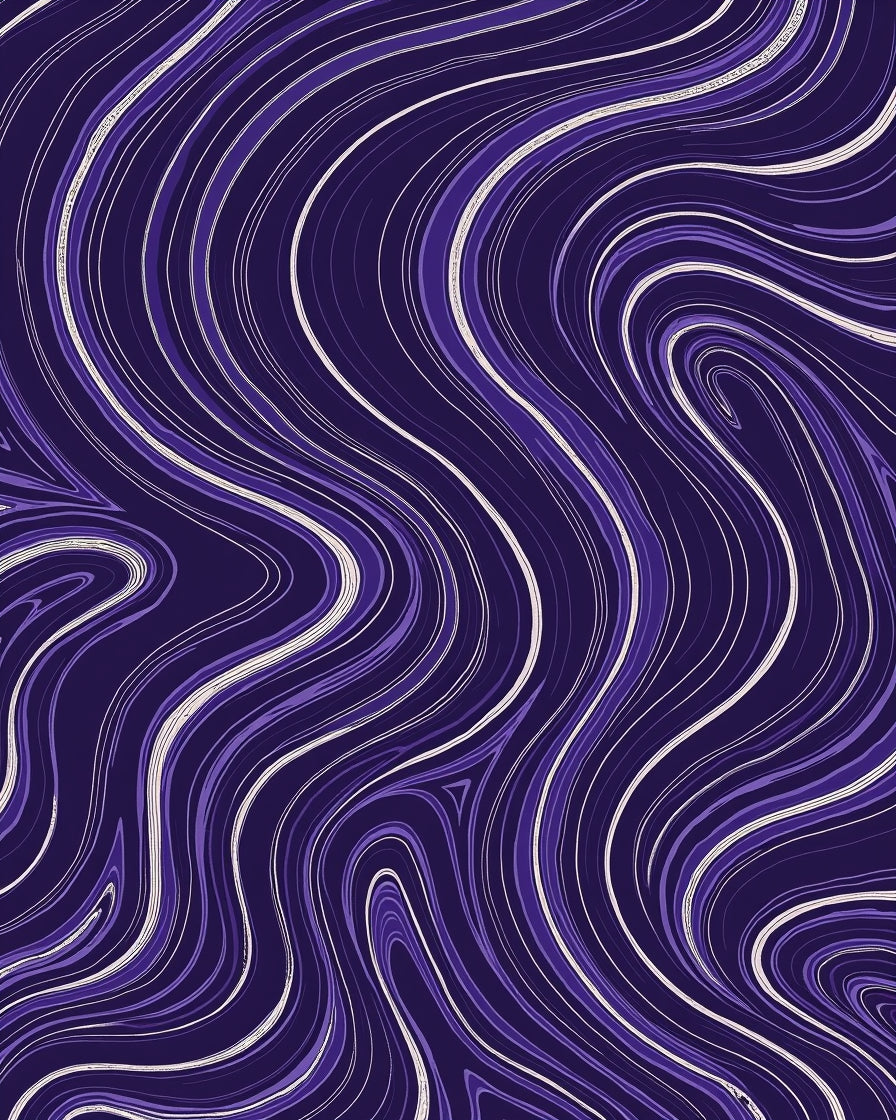 Purple Swirling Line Abstract Design Rug