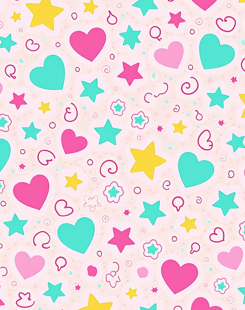 Playful Hearts and Stars Whimsical Pattern Rug