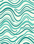 Teal Wave Pattern Rug