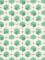 Geometric Mint Cream Hexagonal Pattern Rug