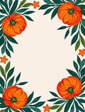 Orange Pumpkin Foliage Border Design Rug