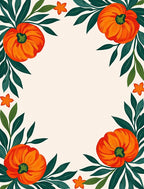 Orange Pumpkin Foliage Border Design Rug