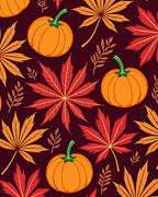 Autumn Harvest Pumpkin Leaf Pattern Rug