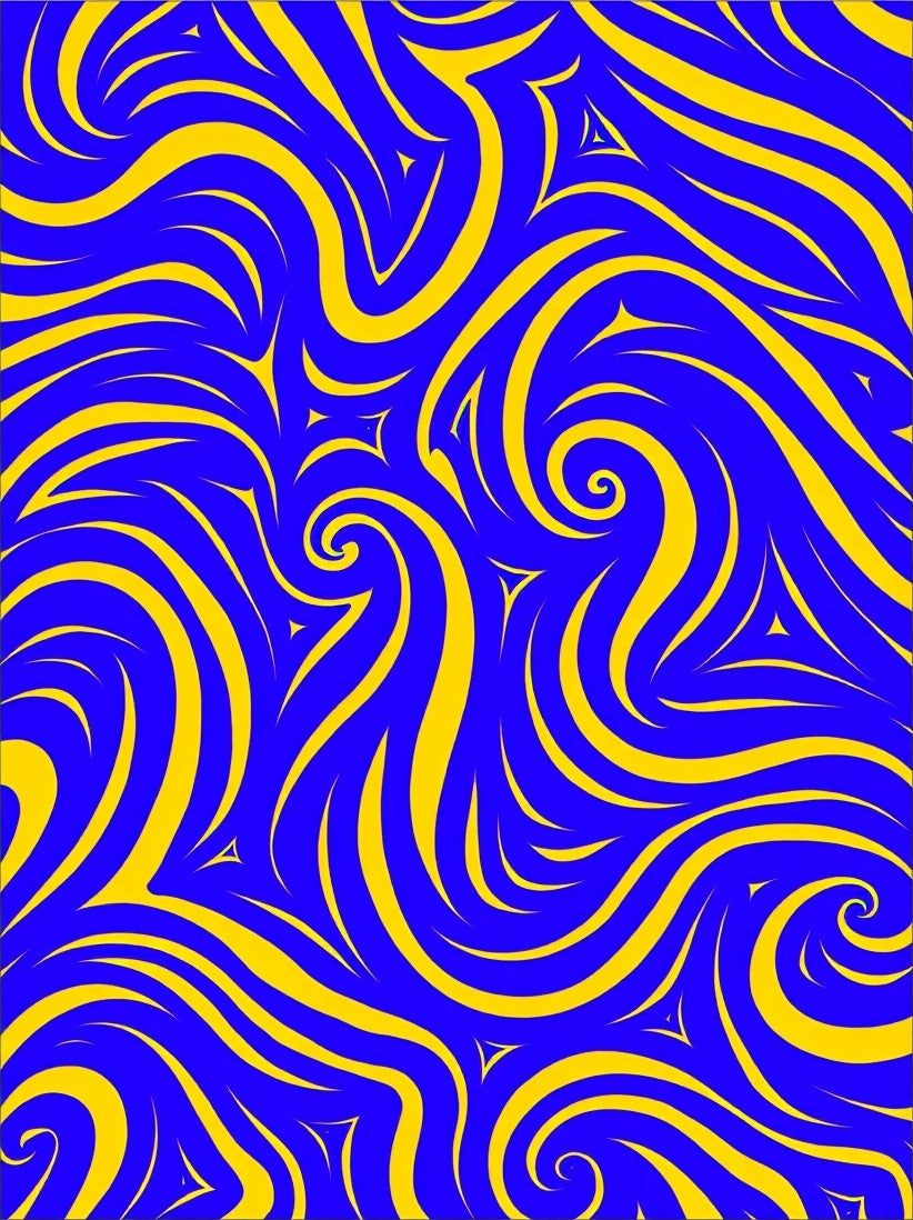 Bold Blue Yellow Swirl Pattern Rug