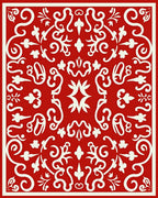 Red Cream Ornate Floral Pattern Rug