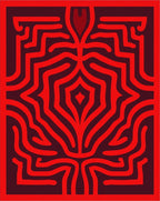 Abstract Red Maze Pattern Design Rug