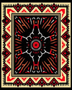 Bold Red Yellow Tribal Pattern Rug