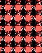 Abstract Coral Black Geometric Pattern Rug