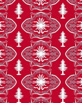 Red White Abstract Geometric Tree Pattern Rug