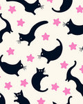 Playful Black Cats With Pink Stars Pattern Rug
