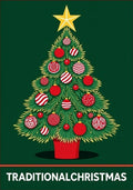 Festive Red Ball Christmas Tree Rug